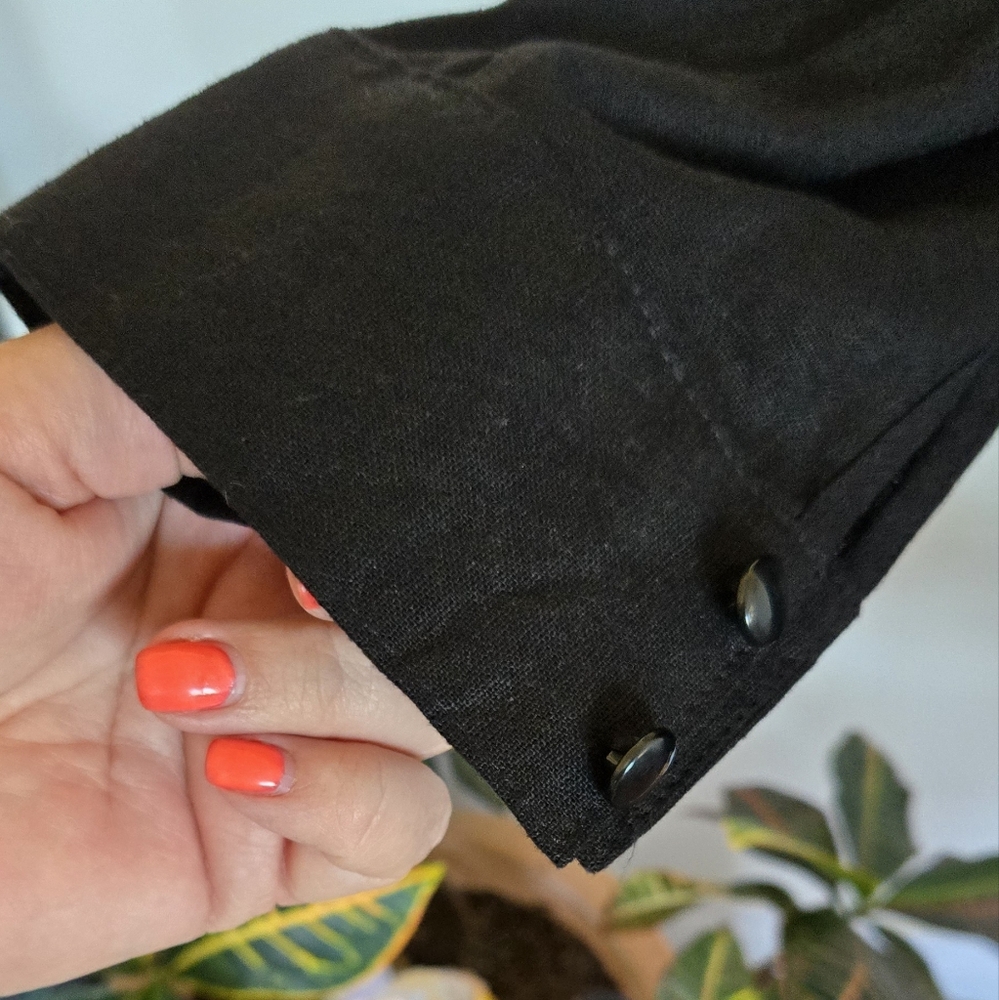 🏷️ Cynthia Rowley NY Linen Blend Black A-line Dress Size L - Picture 3 of 15